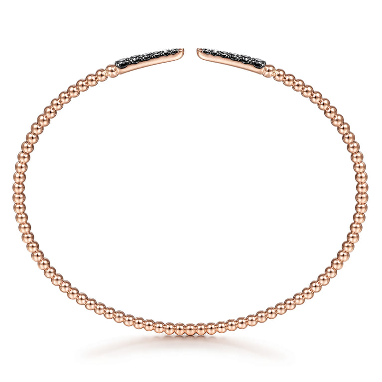 Split 14K Rose Gold Bujukan Bead Cuff Bracelet with Black Diamond Pave Spikes - 0.3 ct - Shot 3