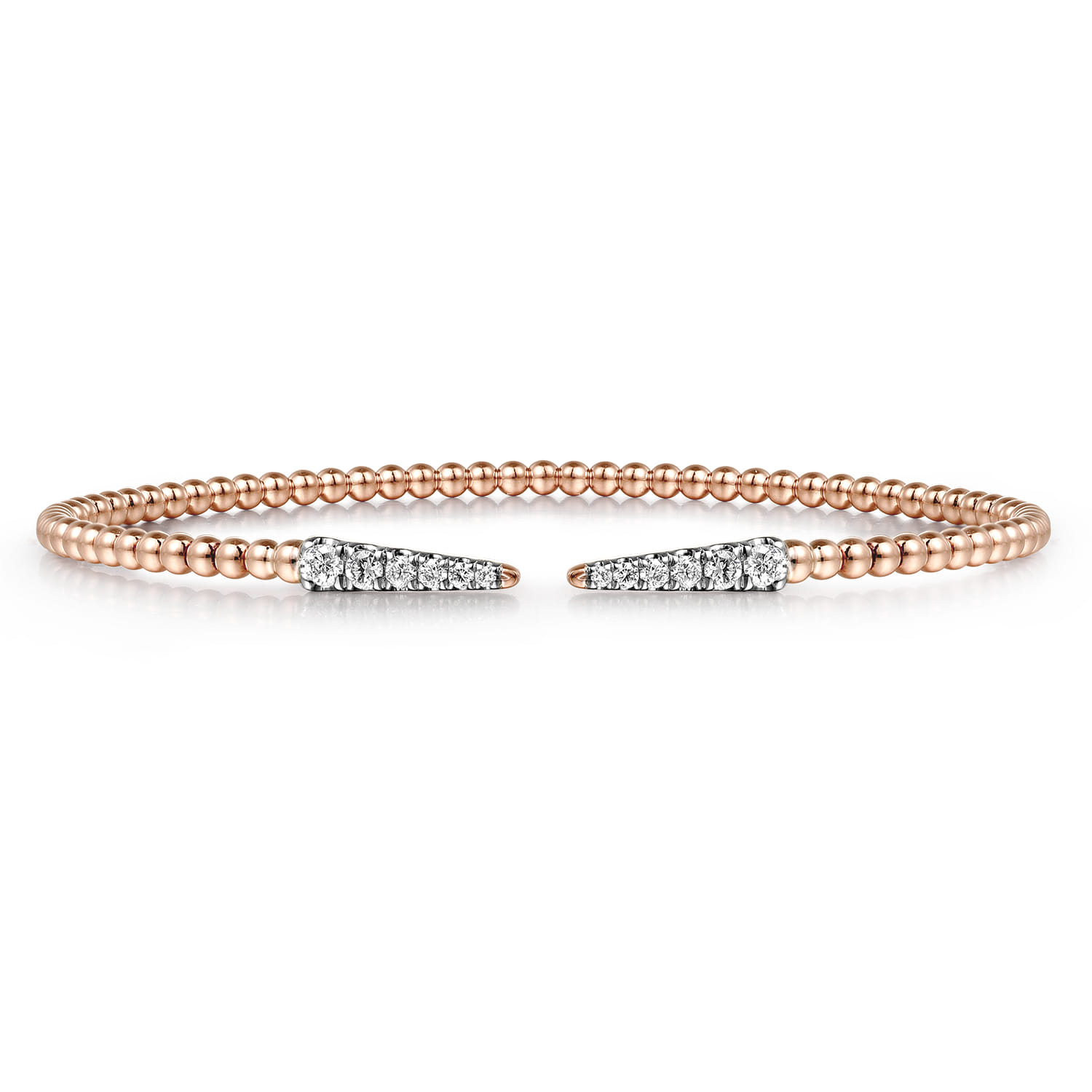 Split 14K Rose Gold Bujukan Bead Cuff Bracelet with Diamond Pave Spikes - 0.25 ct - Shot 1