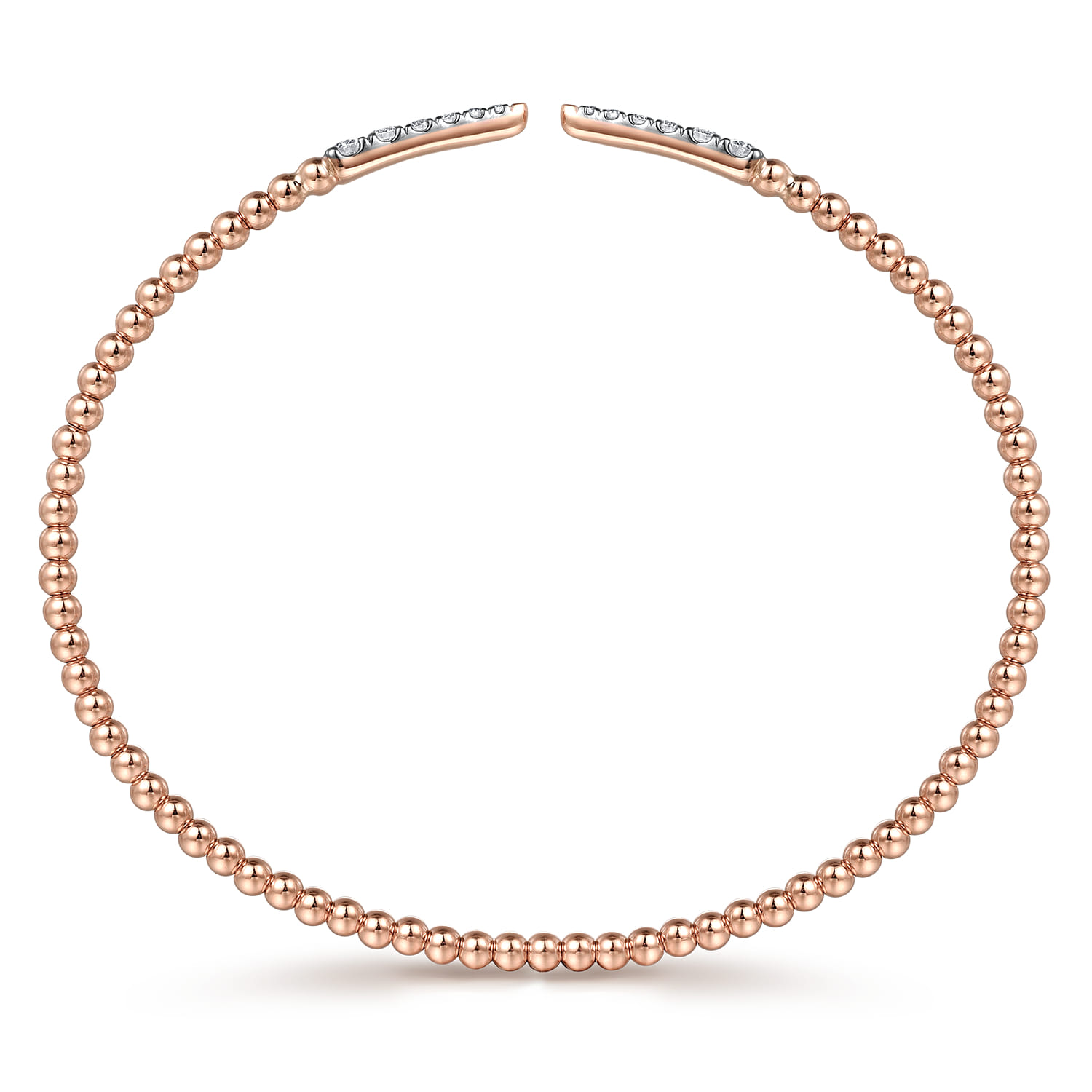 Split 14K Rose Gold Bujukan Bead Cuff Bracelet with Diamond Pave Spikes - 0.25 ct - Shot 3