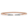 Split 14K Rose Gold Bujukan Bead Cuff Bracelet with Diamond Pave Spikes - 0.25 ct