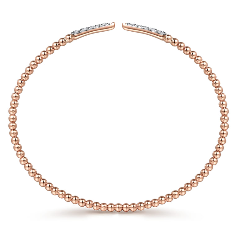 Split 14K Rose Gold Bujukan Bead Cuff Bracelet with Diamond Pave Spikes - 0.25 ct - Shot 3