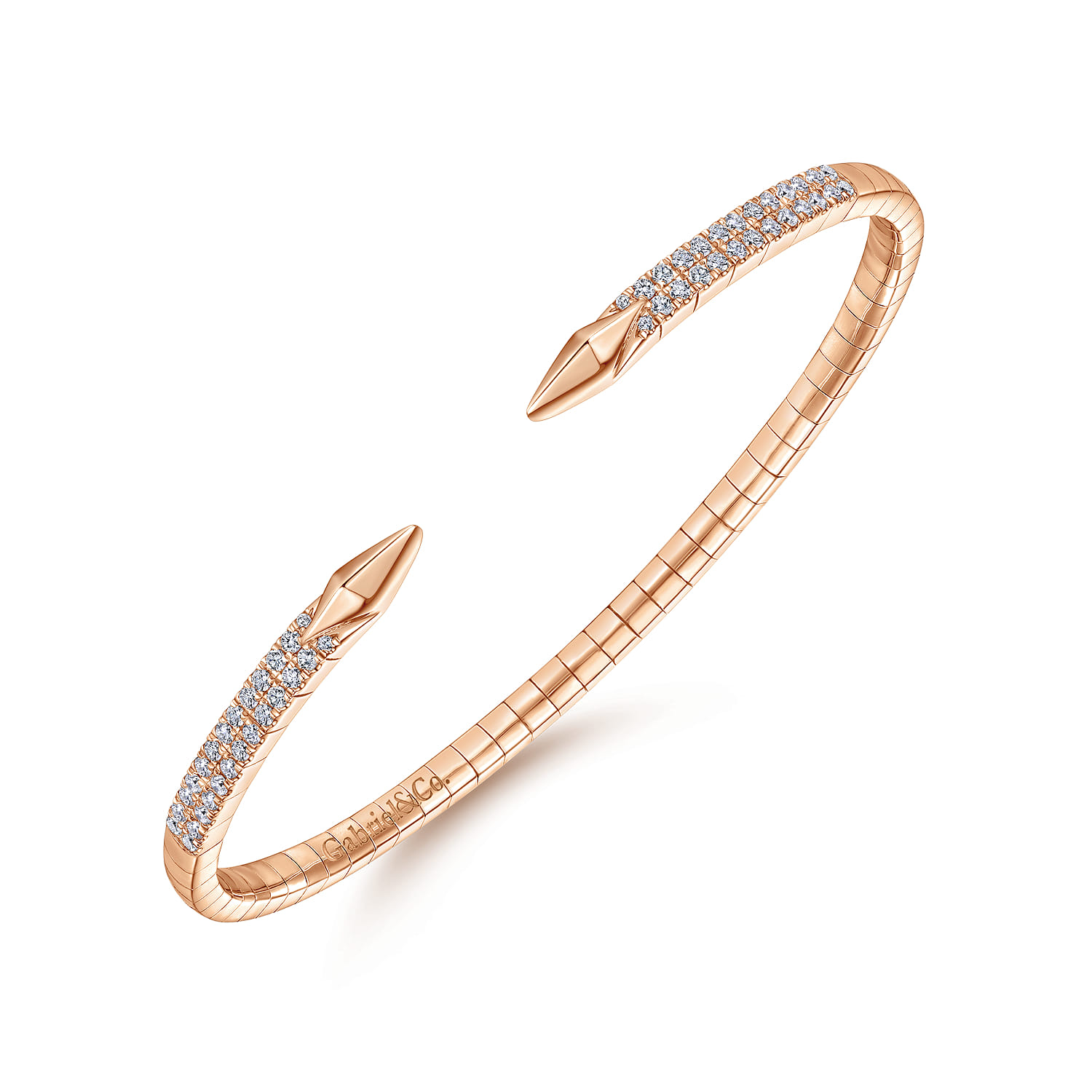 Split 14K Rose Gold Diamond Spear Bangle - 0.5 ct - Shot 2