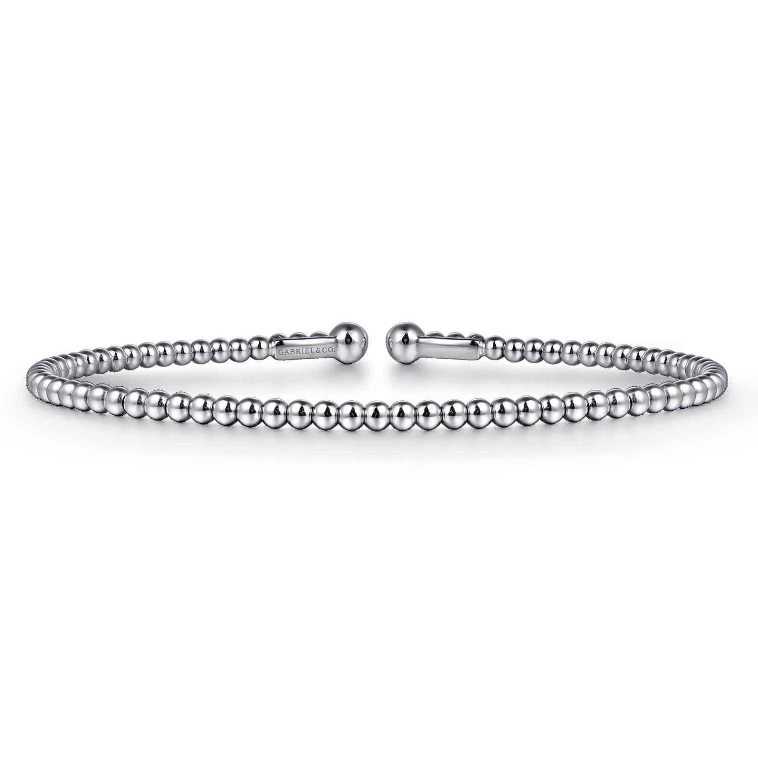 Split 14K White Gold Beaded Bujukan Bangle - Shot 1