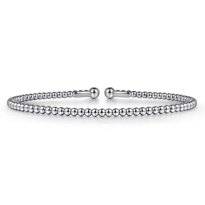 Split 14K White Gold Beaded Bujukan Bangle