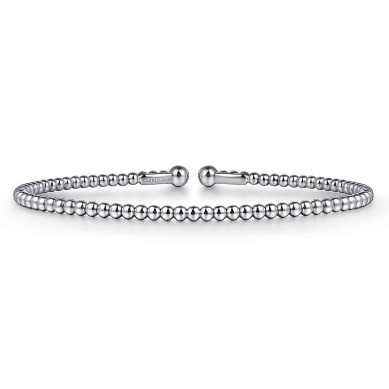 Split 14K White Gold Beaded Bujukan Bangle - Shot 1
