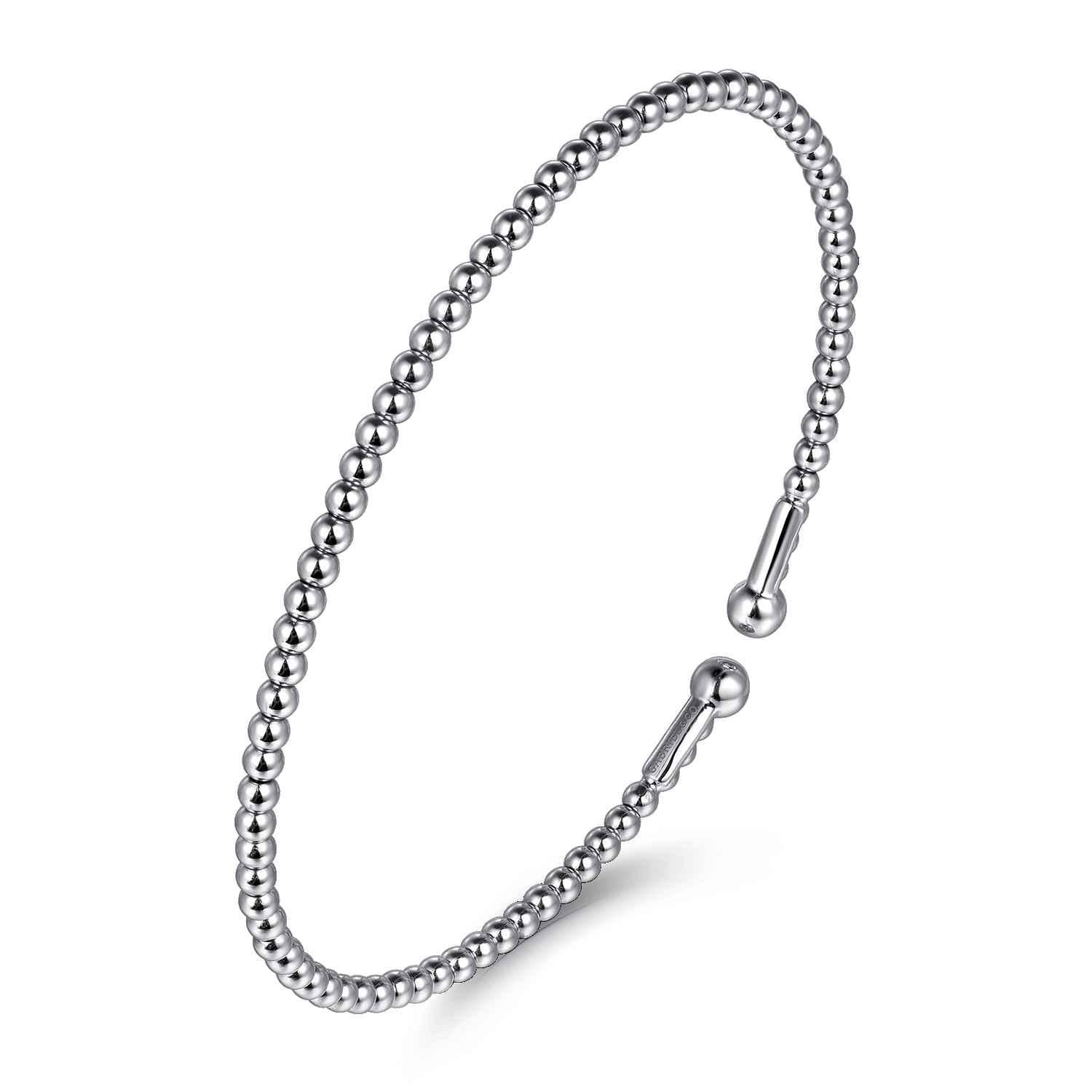 Split 14K White Gold Beaded Bujukan Bangle - Shot 2