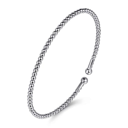 Split 14K White Gold Beaded Bujukan Bangle