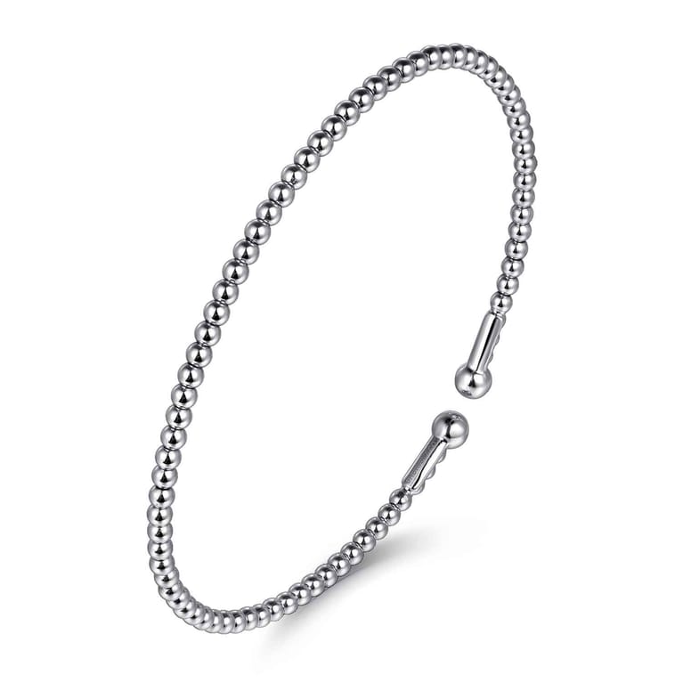 Split 14K White Gold Beaded Bujukan Bangle - Shot 2