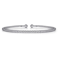 Split 14K White Gold Beaded Bujukan Bangle