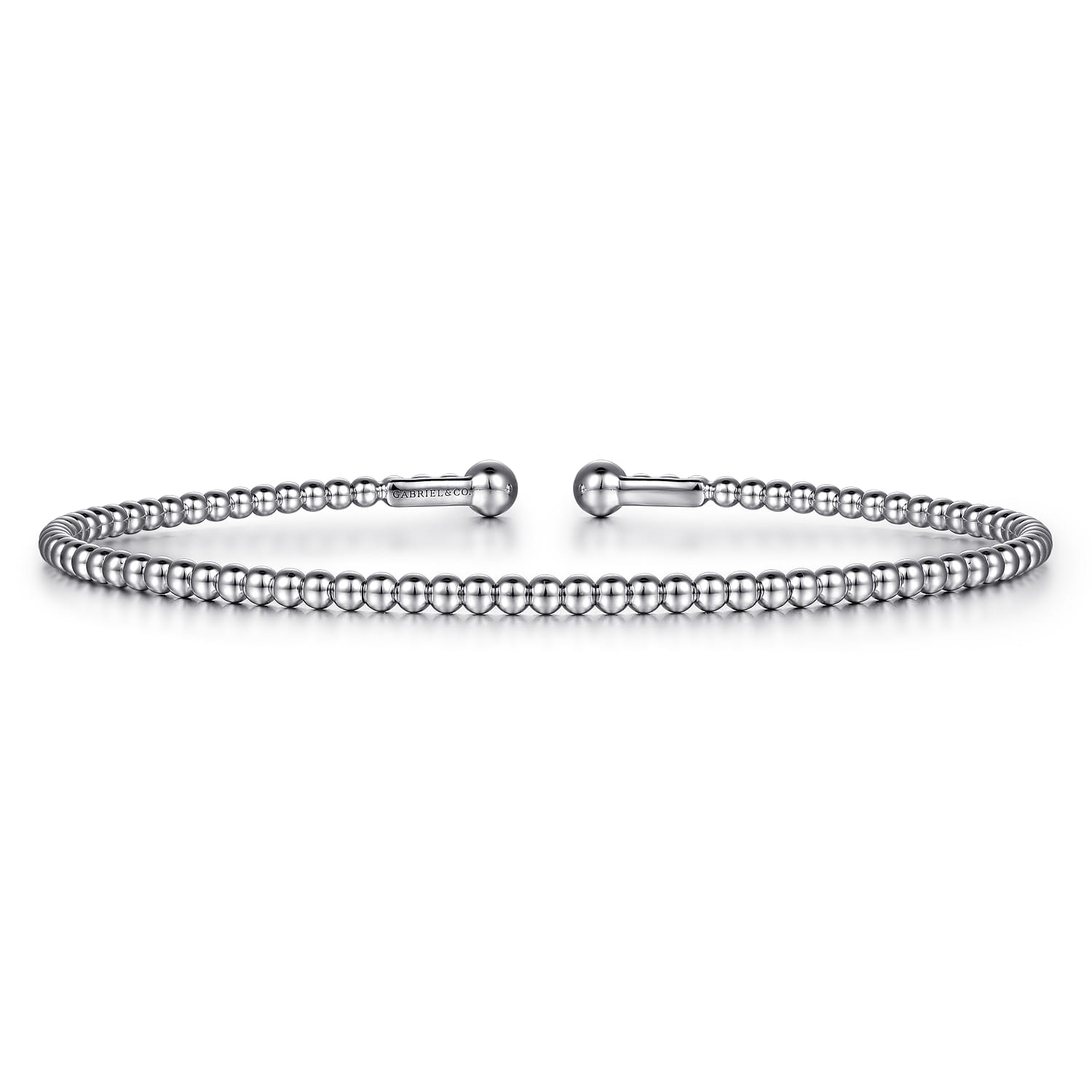 Split 14K White Gold Beaded Bujukan Bangle - Shot 1