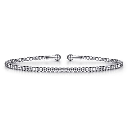 Split 14K White Gold Beaded Bujukan Bangle