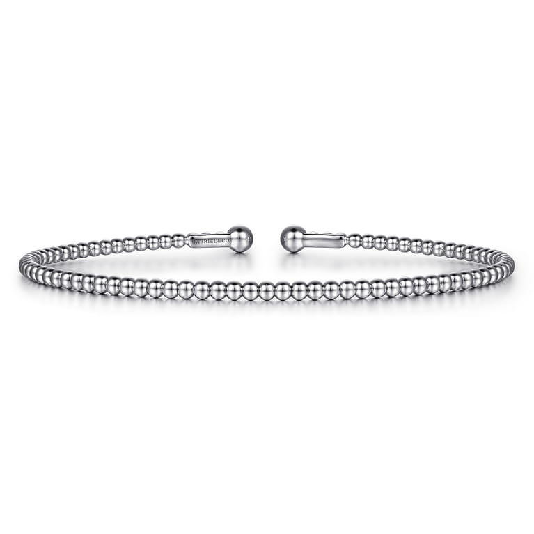 Split 14K White Gold Beaded Bujukan Bangle - Shot 1