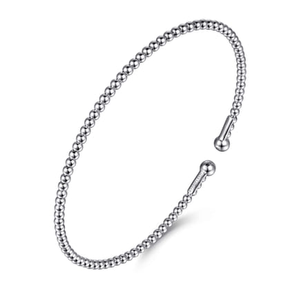 Split 14K White Gold Beaded Bujukan Bangle