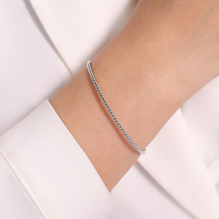 Split 14K White Gold Beaded Bujukan Bangle - Shot 4