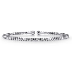 Split 14K White Gold Beaded Bujukan Bangle