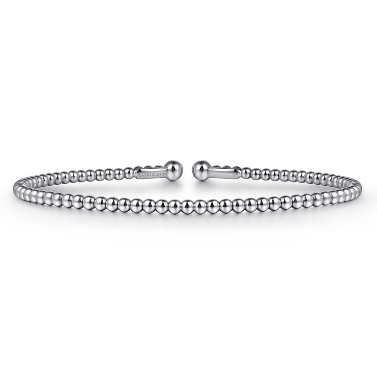 Split 14K White Gold Beaded Bujukan Bangle - Shot 1