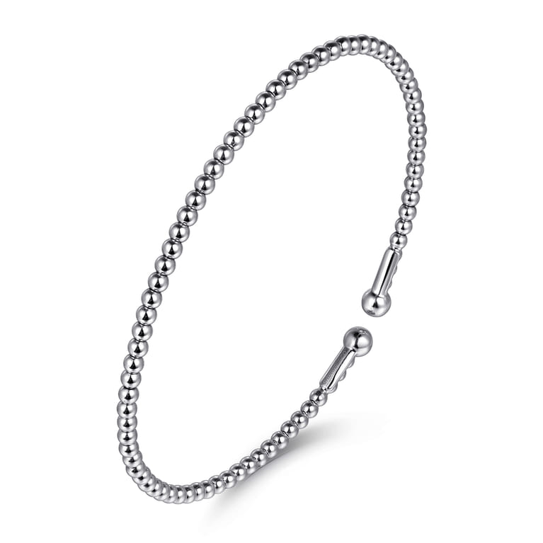 Split 14K White Gold Beaded Bujukan Bangle - Shot 2