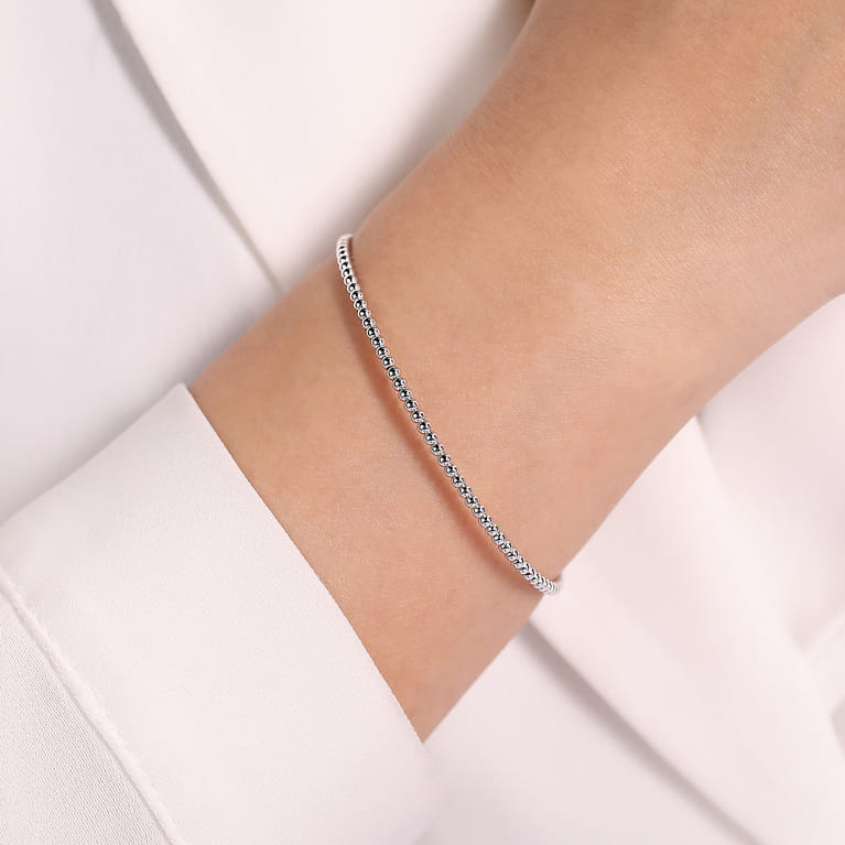 Split 14K White Gold Beaded Bujukan Bangle - Shot 4