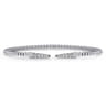 Split 14K White Gold Bujukan Bead Cuff Bracelet with Diamond Pave Spikes - 0.25 ct