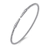 Split 14K White Gold Bujukan Bead Cuff Bracelet with Diamond Pave Spikes - 0.25 ct