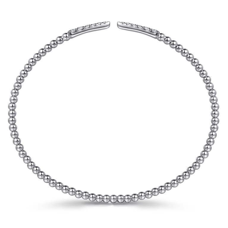 Split 14K White Gold Bujukan Bead Cuff Bracelet with Diamond Pave Spikes - 0.25 ct - Shot 3