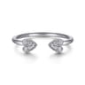 Split 14K White Gold Pave Diamond Heart Ring - 0.07 ct