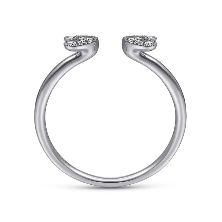 Split 14K White Gold Pave Diamond Heart Ring - 0.07 ct - Shot 2