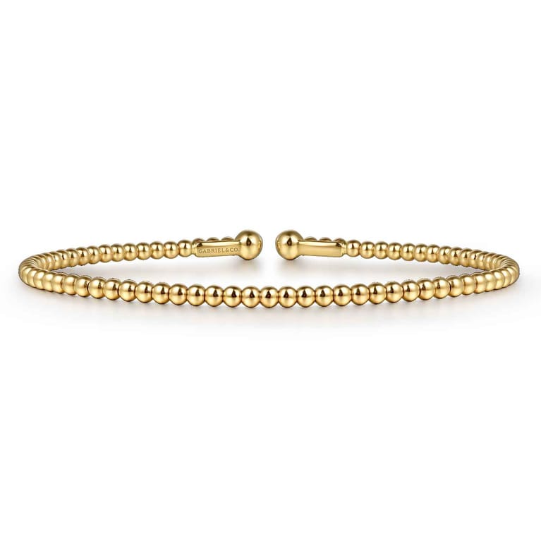 Split 14K Yellow Gold Beaded Bujukan Bangle - Shot 1