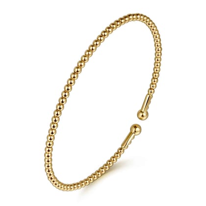 Split 14K Yellow Gold Beaded Bujukan Bangle
