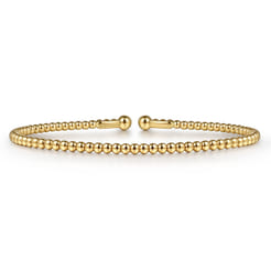 Split 14K Yellow Gold Beaded Bujukan Bangle