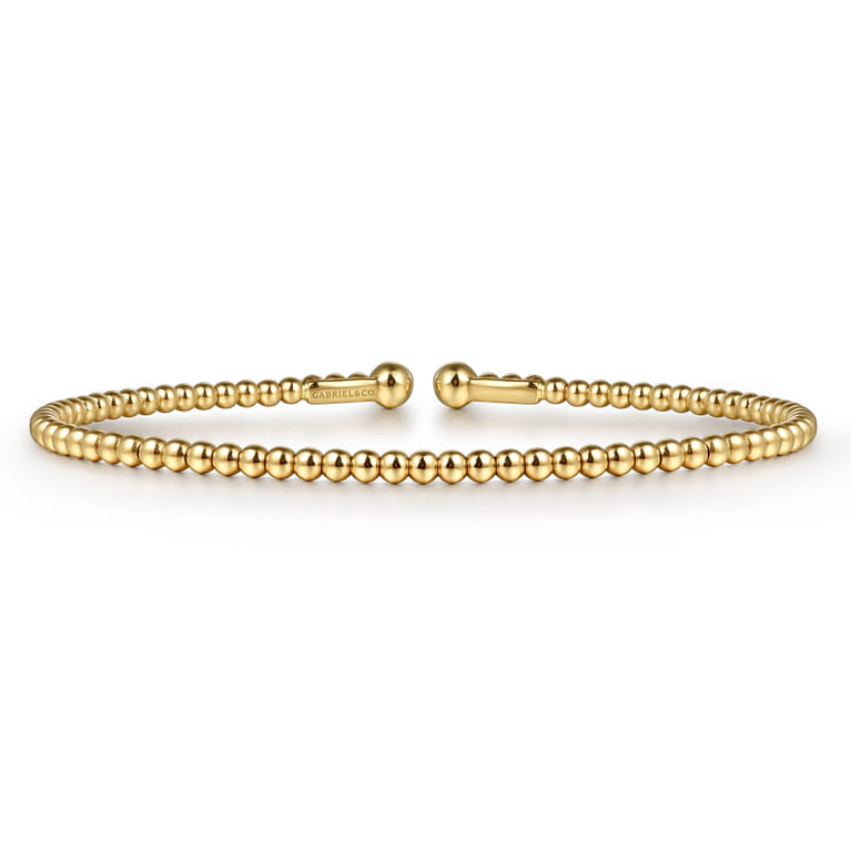 Split 14K Yellow Gold Beaded Bujukan Bangle - Shot 1