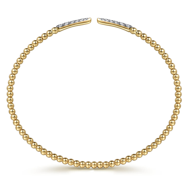 Split 14K Yellow Gold Bujukan Bead Cuff Bracelet with Diamond Pave Spikes - 0.25 ct - Shot 3