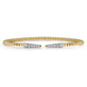 Split 14K Yellow Gold Bujukan Bead Cuff Bracelet with Diamond Pave Spikes - 0.25 ct