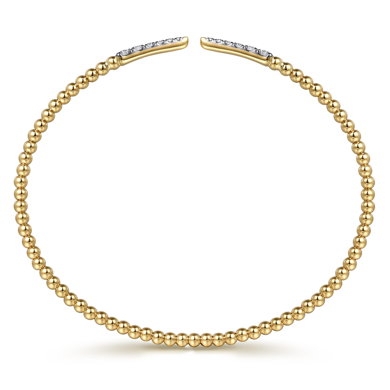 Split 14K Yellow Gold Bujukan Bead Cuff Bracelet with Diamond Pave Spikes - 0.25 ct - Shot 3