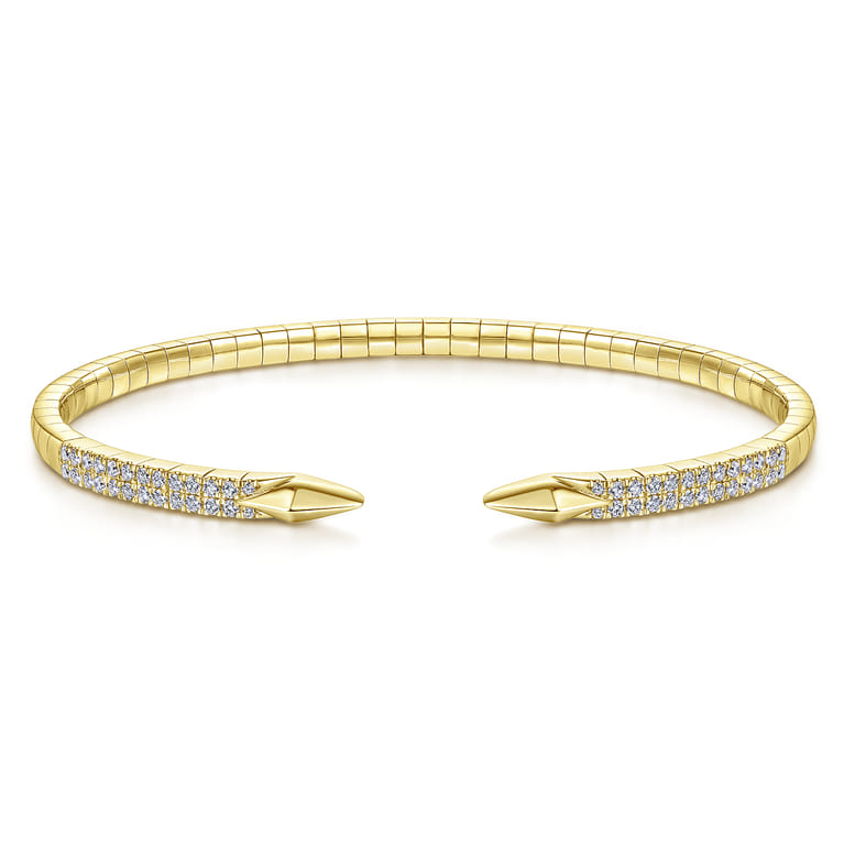 Split 14K Yellow Gold Diamond Spear Bangle - 0.5 ct - Shot 1