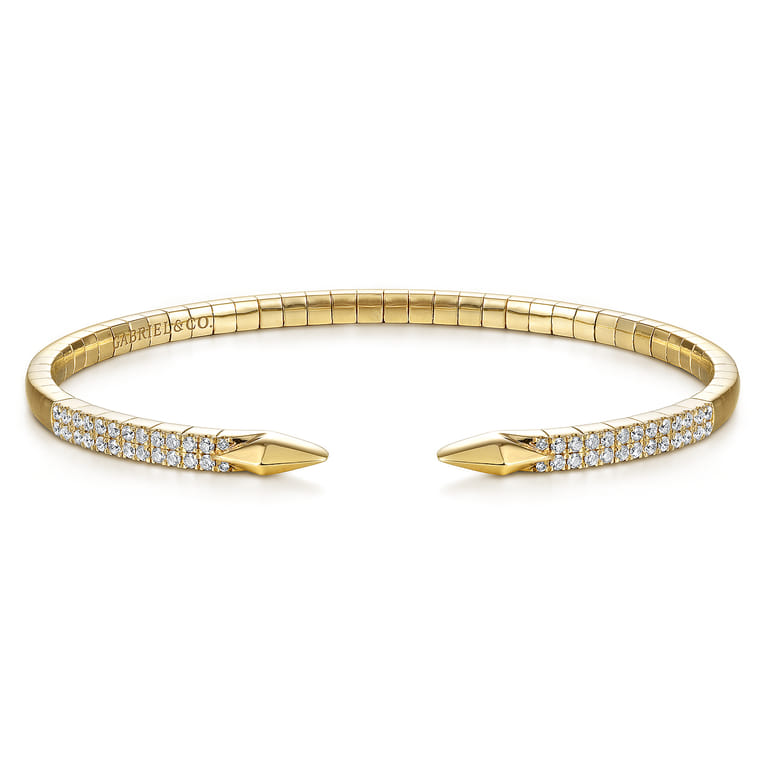 Split 14K Yellow Gold Diamond Spear Bangle - 0.5 ct - Shot 1