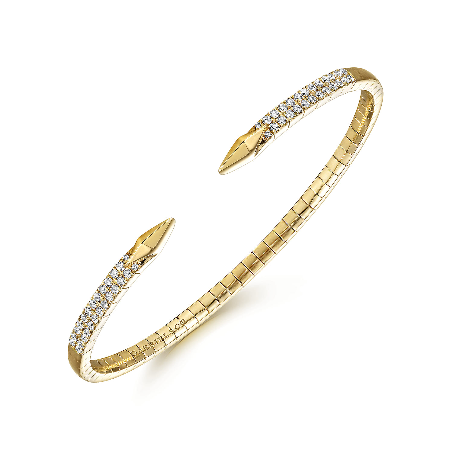 Split 14K Yellow Gold Diamond Spear Bangle - 0.5 ct - Shot 2