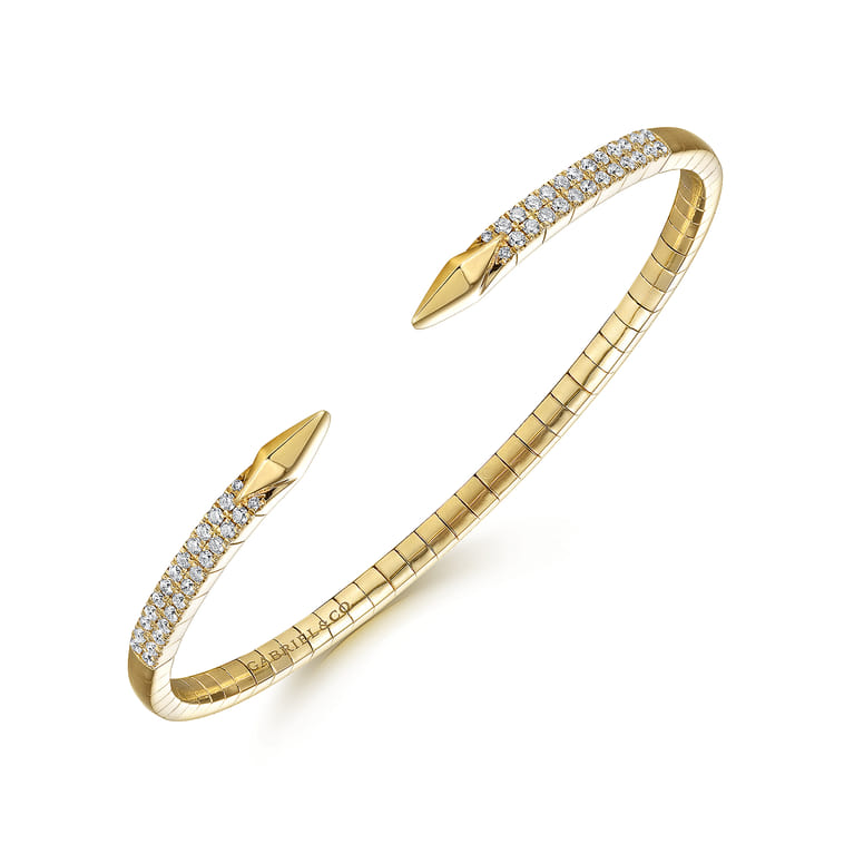 Split 14K Yellow Gold Diamond Spear Bangle - 0.5 ct - Shot 2