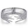 Split 18K White Gold Fan Diamond Bangle - 2.57 ct