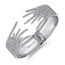 Split 18K White Gold Fan Diamond Bangle - 2.57 ct