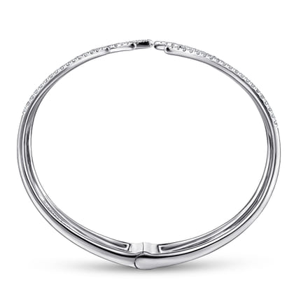 Split 18K White Gold Fan Diamond Bangle