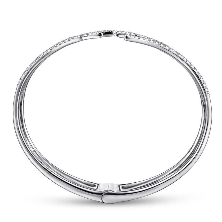 Split 18K White Gold Fan Diamond Bangle - 2.57 ct - Shot 3
