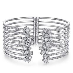 Split 18K White Gold Multi Row Diamond Bangle
