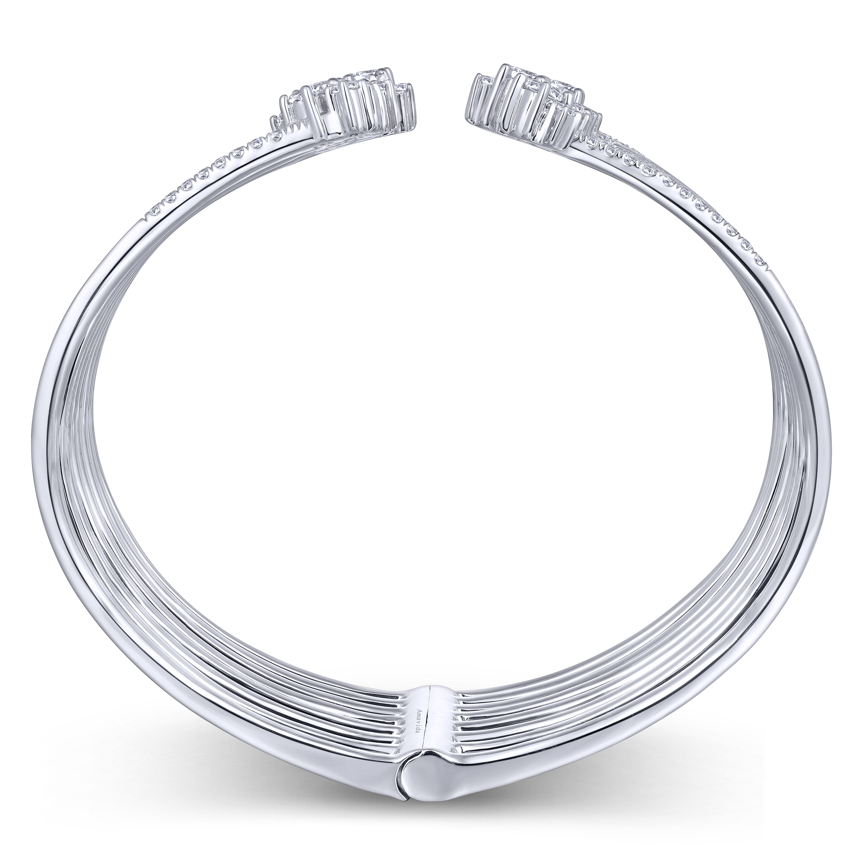 Split 18K White Gold Multi Row Diamond Bangle - 3 ct - Shot 3
