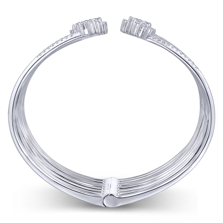 Split 18K White Gold Multi Row Diamond Bangle - 3 ct - Shot 3