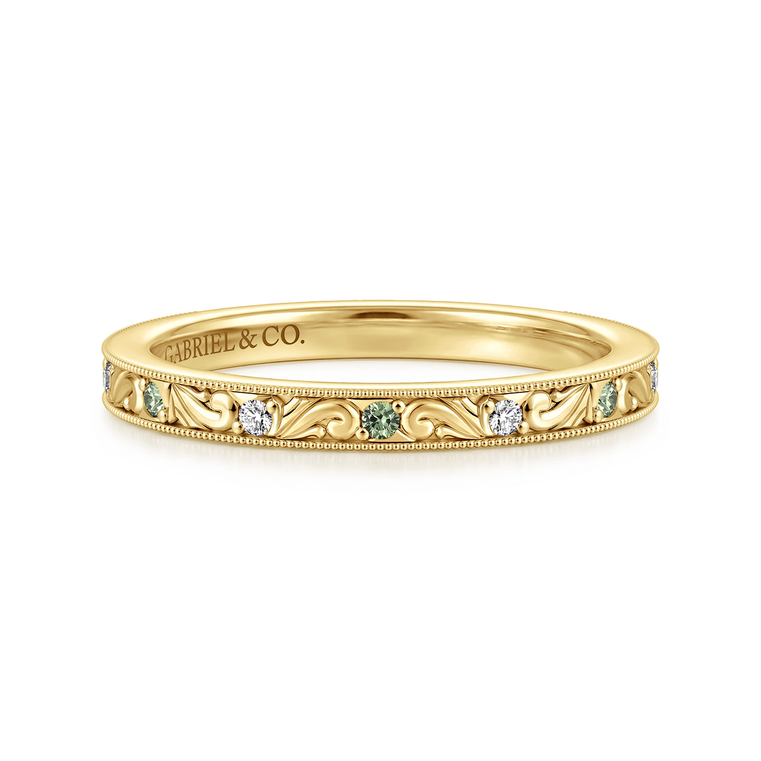 Straight Wedding Ring in 14k Yellow Gold with Round  at Gabriel & Co. - Shot 1