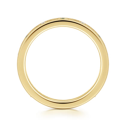 Spouse - Vintage Inspired 14K Yellow Gold Green Sapphire and Diamond Anniversary Band