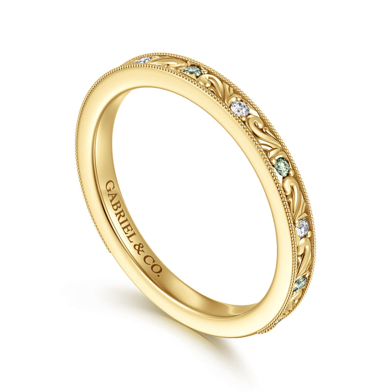 Straight Wedding Ring in 14k Yellow Gold with Round  at Gabriel & Co. - Shot 3