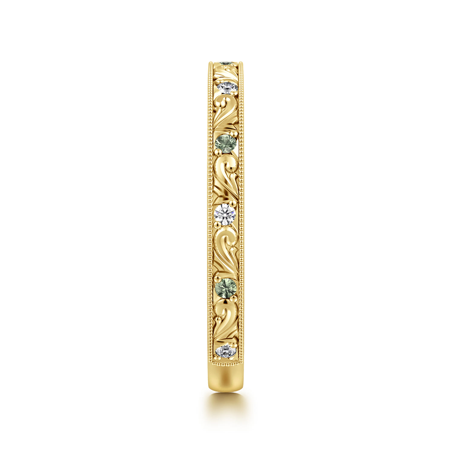 Straight Wedding Ring in 14k Yellow Gold with Round  at Gabriel & Co. - Shot 4