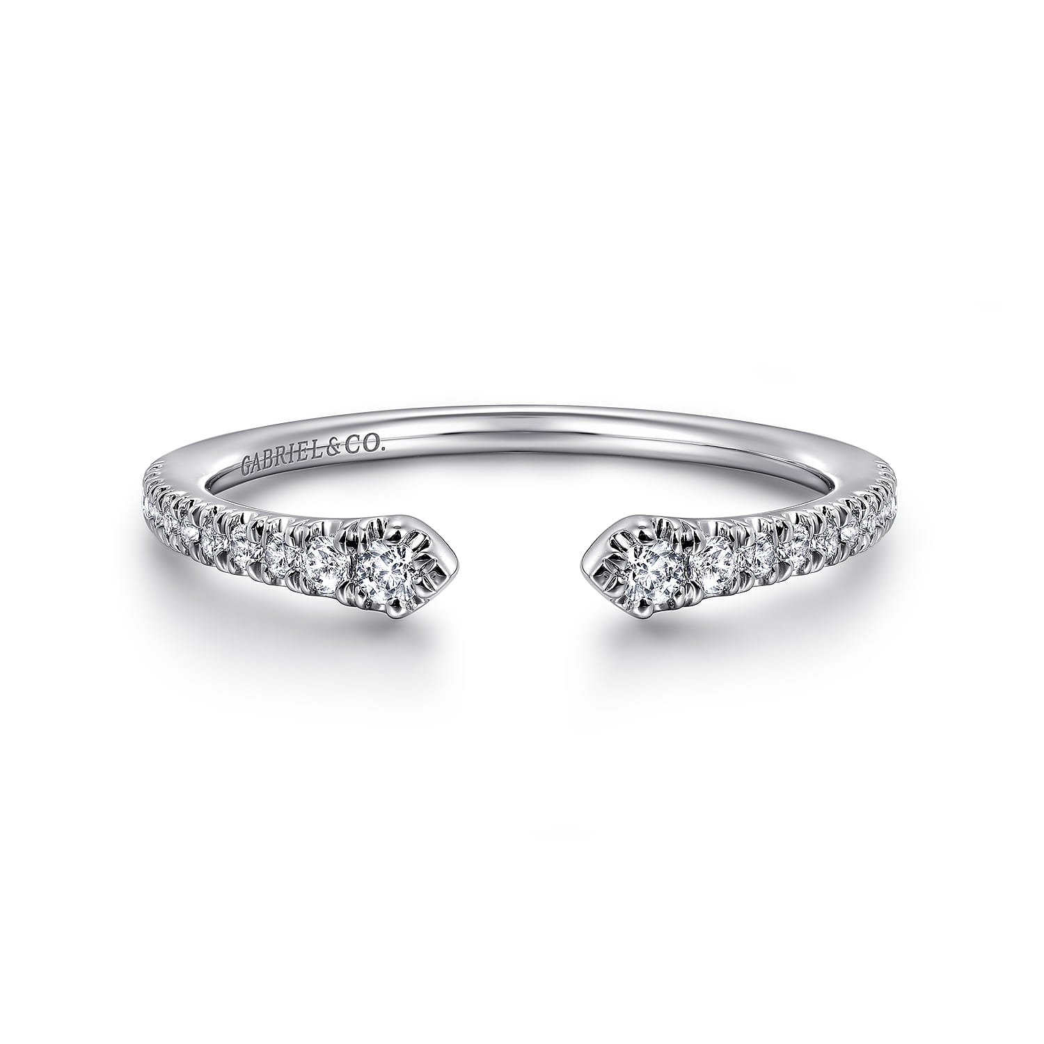 Stackable Open Ring 14K White Gold Diamond 0.16ct - 0.16 ct - Shot 1